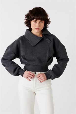 Pulse Crop Sweatshirt Antrasit