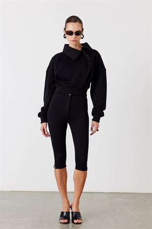 Pulse Crop Sweatshirt Siyah