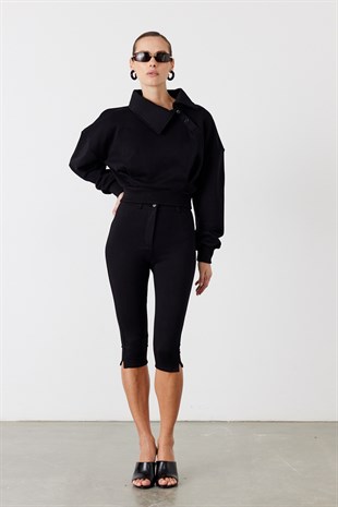 Pulse Crop Sweatshirt Siyah