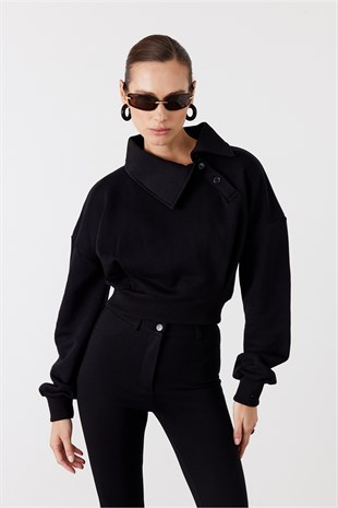 Pulse Crop Sweatshirt Siyah
