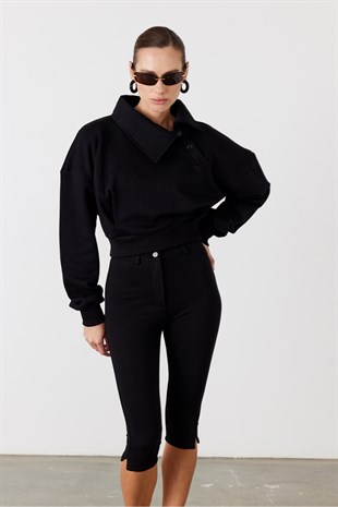 Pulse Crop Sweatshirt Siyah