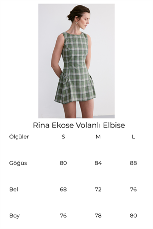Rina Ekose Volanlı Elbise Yeşil