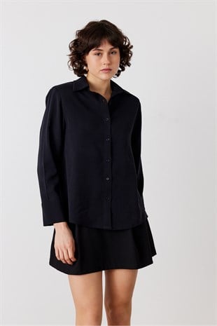 Rive Vatkalı Gömlek Siyah