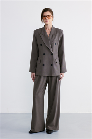 Rufe Kruvaze Oversize Blazer Vizon