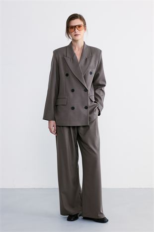 Rufe Kruvaze Oversize Blazer Vizon