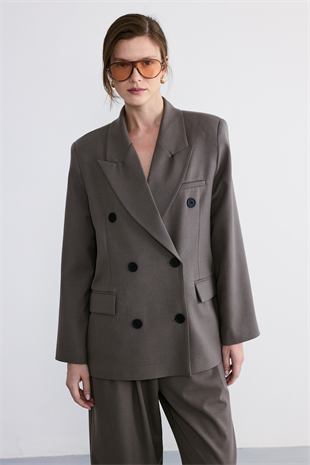 Rufe Kruvaze Oversize Blazer Vizon