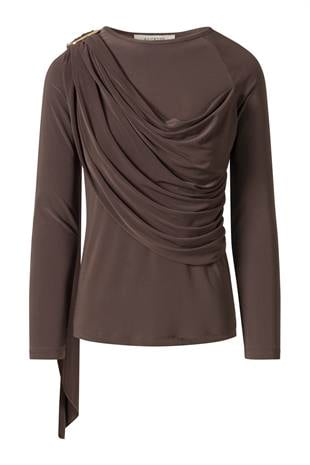 Şal Detaylı Bluz Acı Kahve