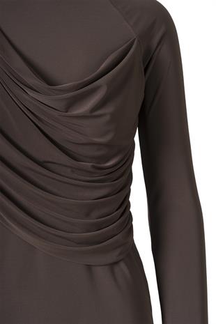 Şal Detaylı Bluz Acı Kahve