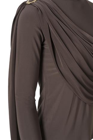 Şal Detaylı Bluz Acı Kahve