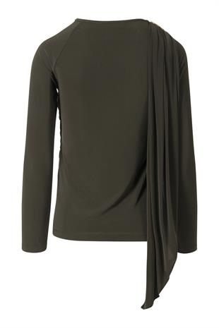 Şal Detaylı Bluz Haki