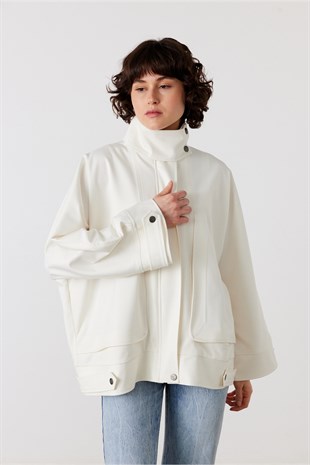 Scarlet Gabardin Oversize Ceket Ekru