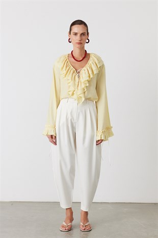 Sculpt Balon Pensli Pantolon Beyaz