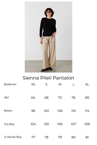 Sienna Pileli Pantolon Bej