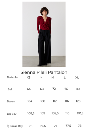 Sienna Pileli Pantolon Siyah