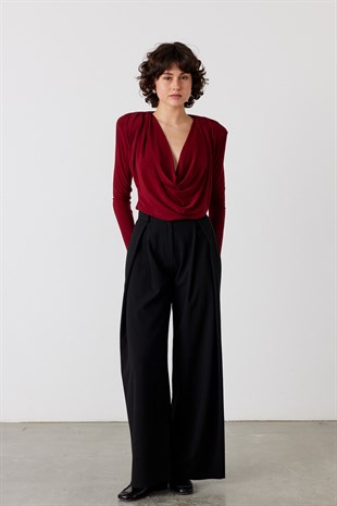 Sienna Pileli Pantolon Siyah