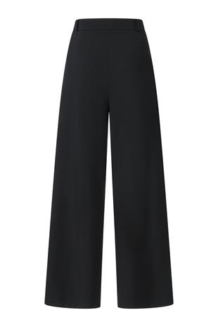 Siyah Düğme Detay Yüksek Bel Palazzo Pantolon SİYAH