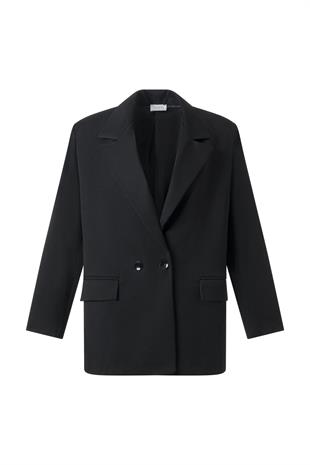 Siyah Düğmeli Blazer Ceket SİYAH