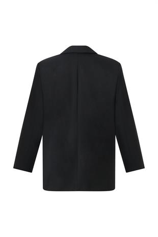 Siyah Düğmeli Blazer Ceket SİYAH