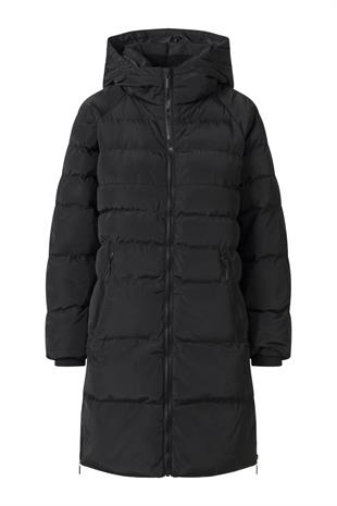 Siyah Kapüşonlu Fermuar Detay Şişme Mont SİYAH