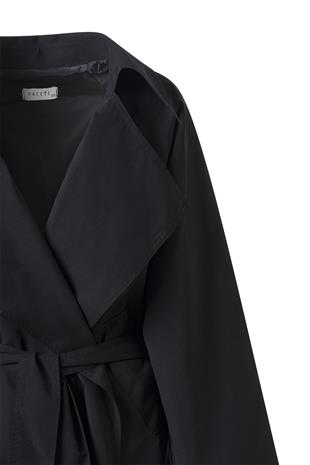 Siyah Kuşaklı Mevsimlik İnce Trençkot SİYAH