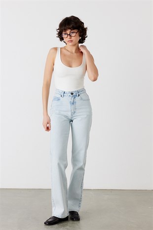 Slim Fit Askılı Bodysuit Ekru