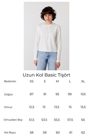Uzun Kol Basic Tişört Off White