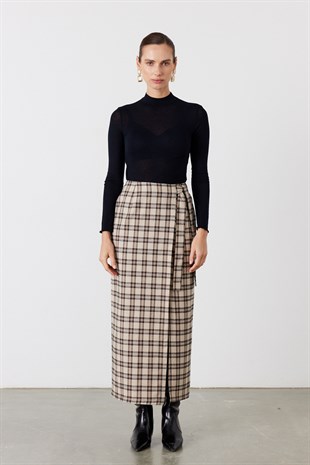 Vela Kareli Midi Etek Bej