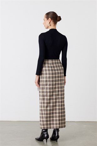 Vela Kareli Midi Etek Bej