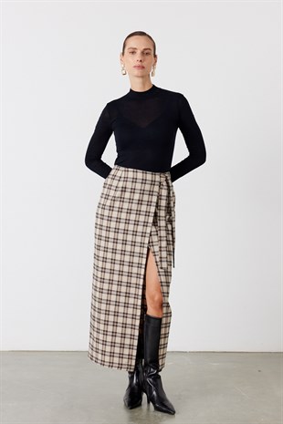 Vela Kareli Midi Etek Bej