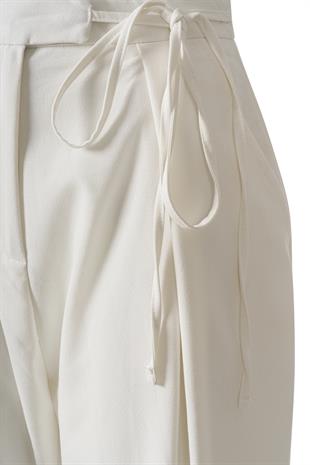 Yandan Bağlamalı Palazzo Pantolon Beyaz