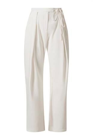Yandan Bağlamalı Palazzo Pantolon Beyaz