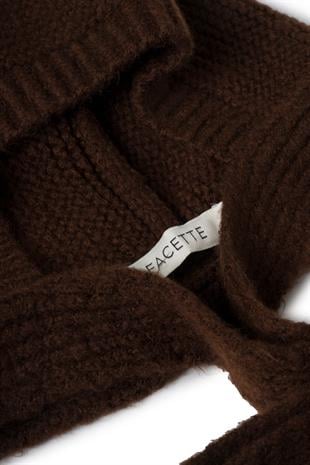 Yumuşak Triko Balaclava Acı Kahve