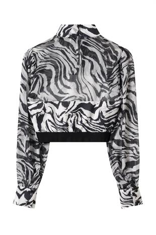 Zebra Desen Şifon Crop Bluz DESENLİ