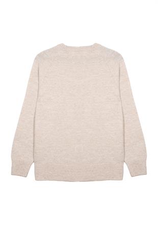 Açık Bej Bisiklet Yaka Kazak