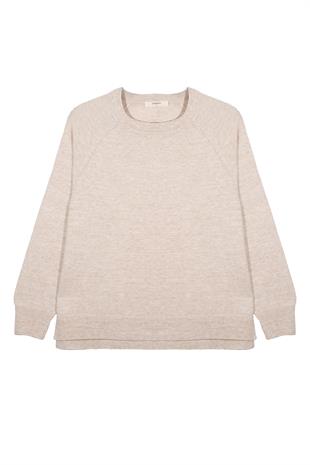 Açık Bej Bisiklet Yaka Kazak