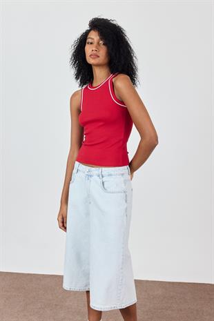 Açık Mavi Normal Bel Denim Şort Bermuda