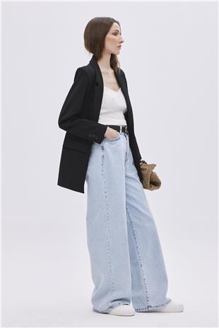 Light Blue High Waist Wide-Leg Jeans