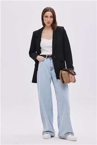Light Blue High Waist Wide-Leg Jeans