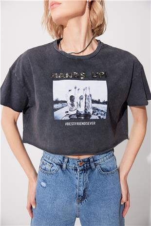 Anthracite Acid Wash strappy Oversize T-shirt SS23TE4733ANT