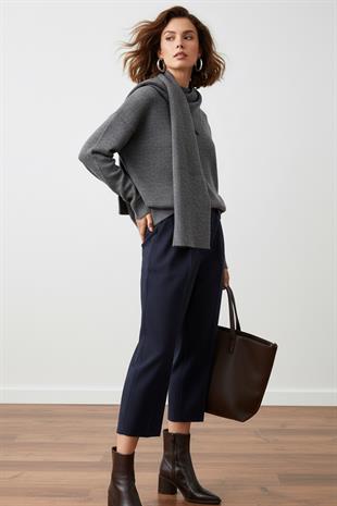 Antrasit Atkılı Triko Kazak