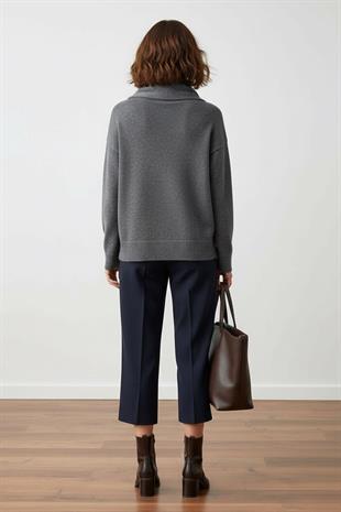 Antrasit Atkılı Triko Kazak