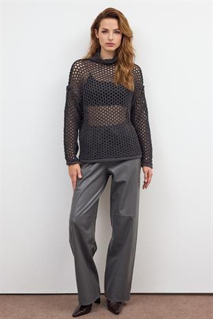 Anthracite Pointelle Knitwear Sweater
