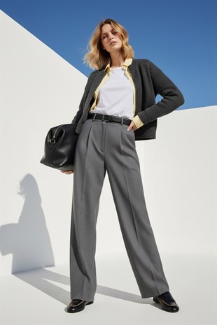 Antrasit Fermuarlı Triko Hırka