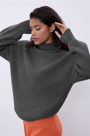 Anthracite Crop Tube Sweater SWK4333ANT