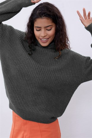 Anthracite Crop Tube Sweater SWK4333ANT