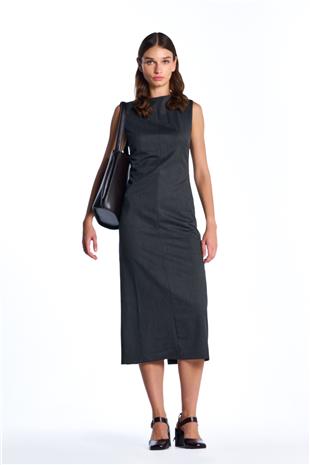 Antrasit Midi Boy Elbise
