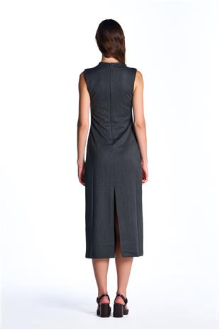 Antrasit Midi Boy Elbise