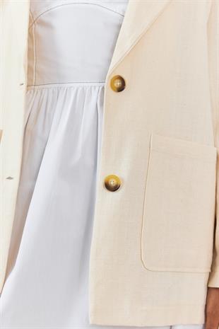 Bej %100 Cotton Oversize Ceket