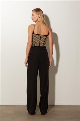 Beige Underwired Patterned Knitted Bustier SWA4676BJ