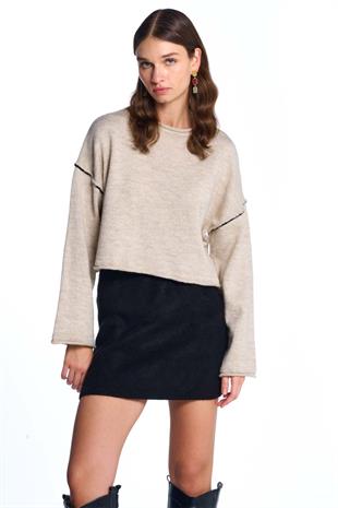 Bej Basic Triko Kazak